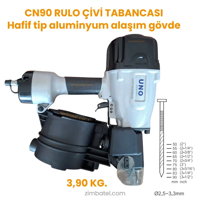 UNO CN90 RULO TELE DİZİLİ ÇİVİ ÇAKMA TABANCASI, PALET TABANCASI