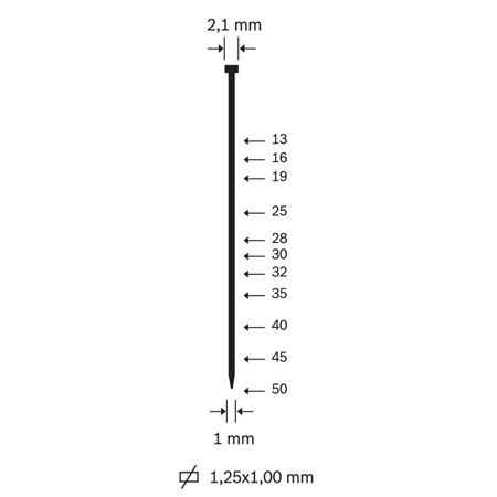 F50 Brad Ga 18/50 Mini başlı çivi (5.000 ad./1 kutu) 1,00x1,25 çap, 50 mm