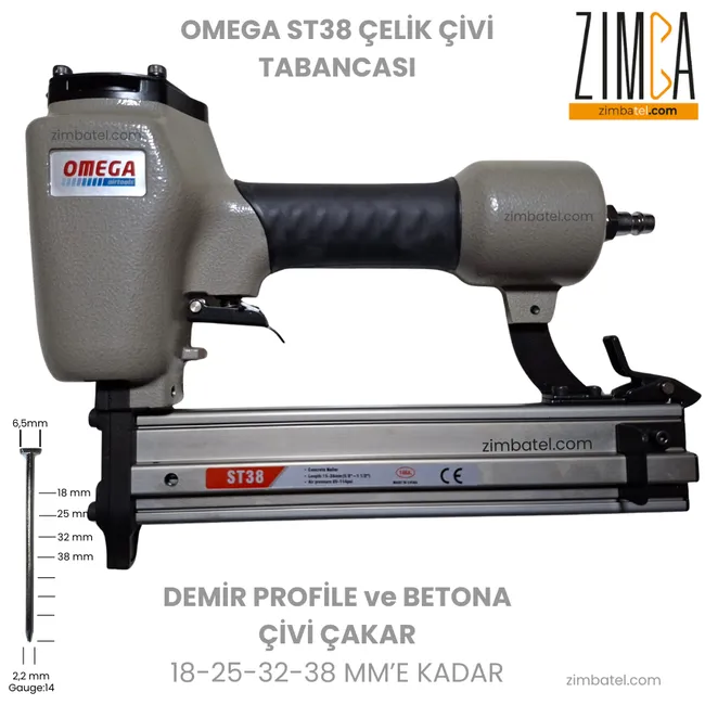 OMEGA ST38 ÇELİK T ÇİVİ TABANCASI beton ve demir profile çivi çakma