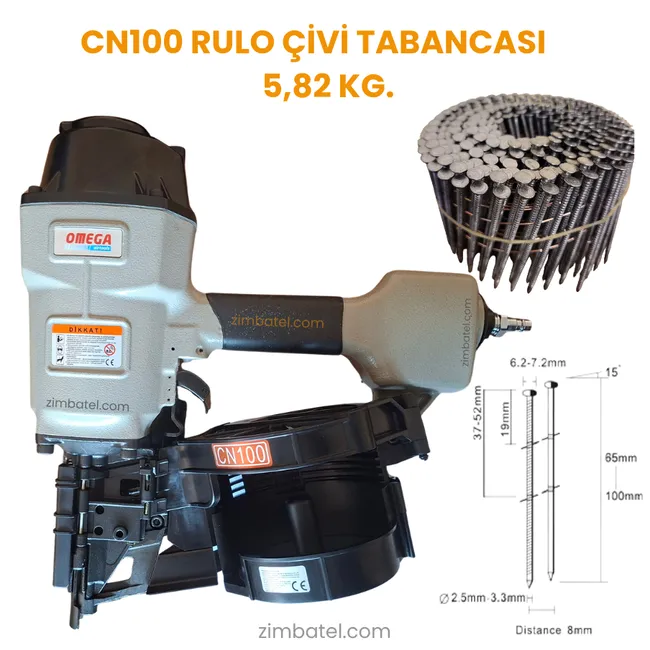 OMEGA CN100 PALET TABANCASI TELE RULO DİZİLİ ÇİVİ ÇAKMA TABANCASI, 10 cm e kadar çivi çakar