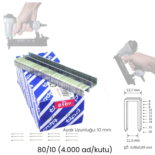 80/10 Zımba Teli 10 mm Tipo-810 (4.000 ad.) Döşeme zımba teli