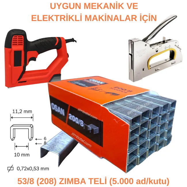 Tip 53/8 Zımba Teli 10.000 adet-Kargo ücretsiz 208-typ, 53 typ A Mekanik ve Elektrikli Makine uyumlu