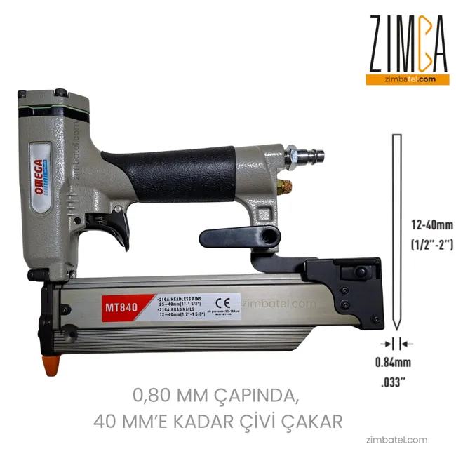 OMEGA 0,8/40 PİN ÇİVİ TABANCASI - Başsız 0,8 mm kalınlığında, Havalı Pin Çivi Tabancası