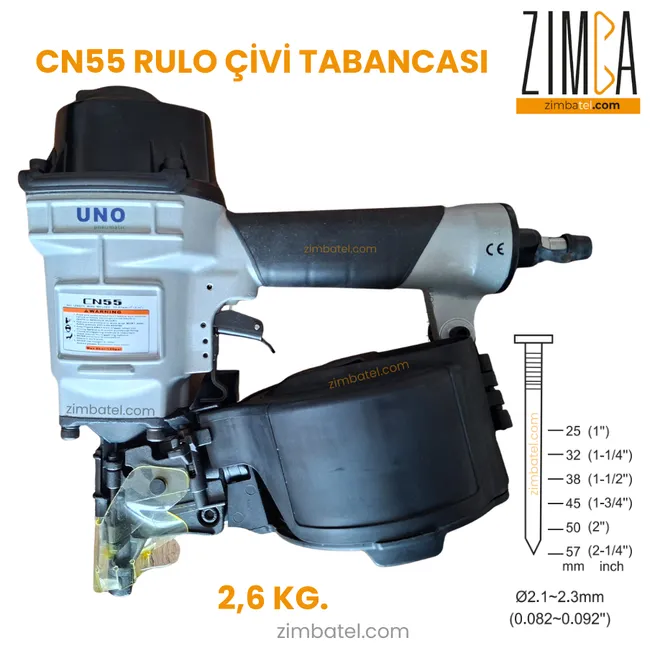 UNO CN55 RULO TELE DİZİLİ ÇİVİ ÇAKMA TABANCASI, PALET TABANCASI